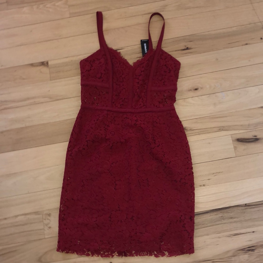Red lace Express mini dress